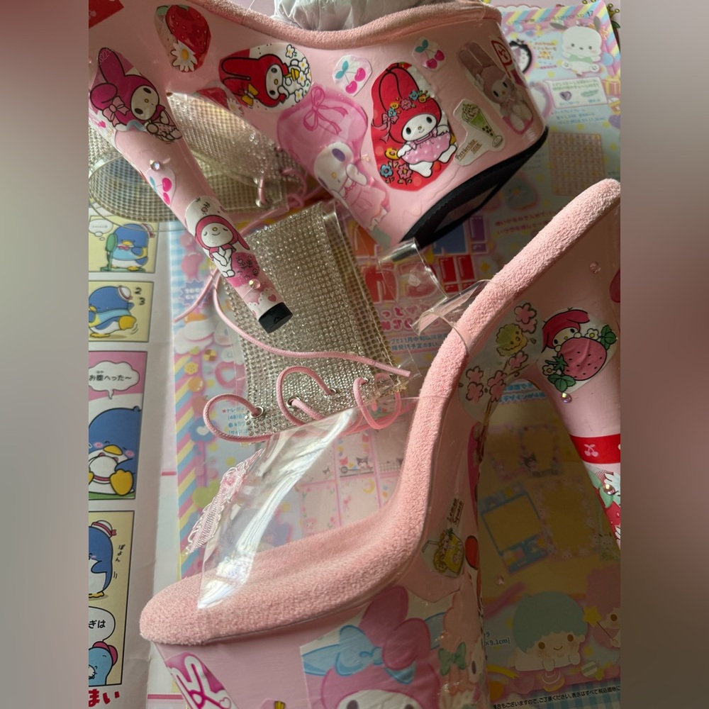 My Melody Kawaii Coquette Pink Party Stripper Heels Pleaser Platforms NEW 8 Cute - Picture 9 of 11